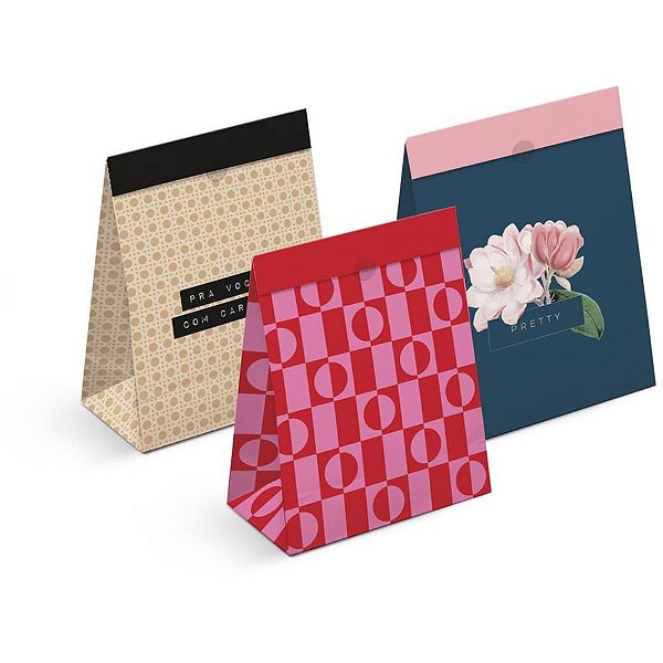 Saco de Papel para Presente 27X19,5X9,5CM Sortido – Pacote com 10