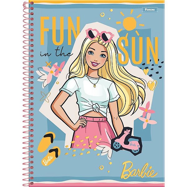 Caderno Espiral 1X1 Capa Dura Barbie 80 Folhas - Pacote com 4 Unidades
