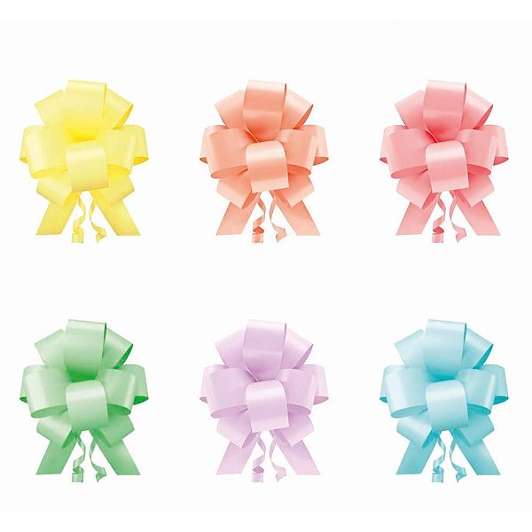 Laço Pronto Liso 20MM X 40CM CANDY Colors - Pacote com 100