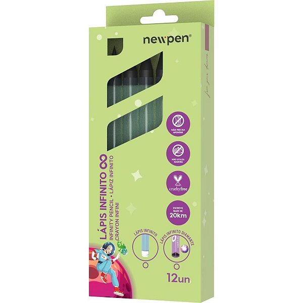 Lápis Preto Redondo Infinito Diamante Color Roxo Caixa com 12