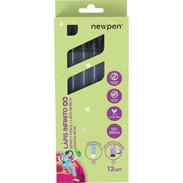 Lápis Preto Redondo Infinito Diamante Color Verde Caixa com 12