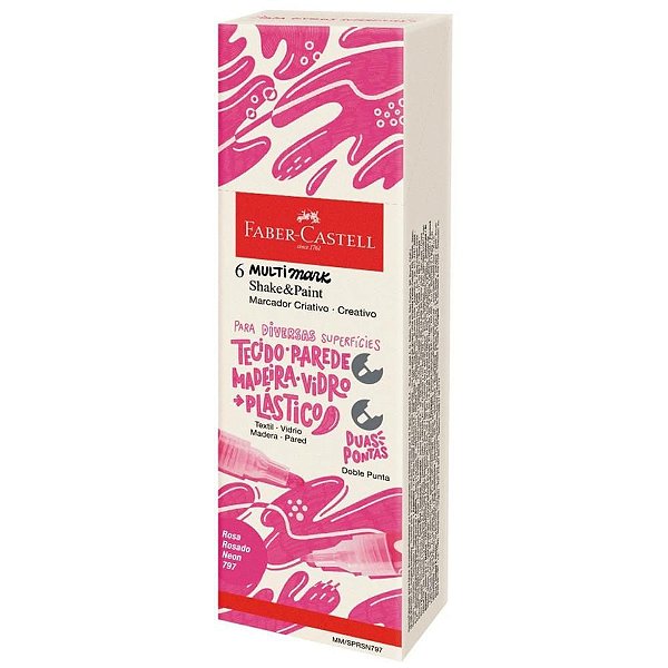 Pincel Marcador Artesanato Multimark Rosa Neon com C/ 12