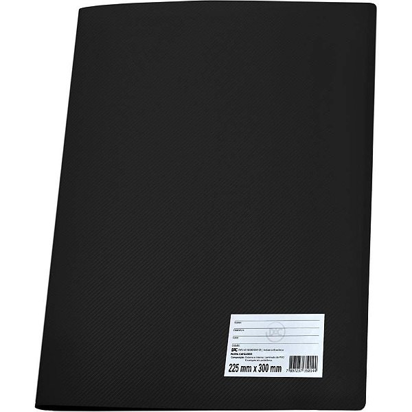 Pasta Catálogo A4 com 30 Envelopes Finos Preta - Pacote com 10 Unidades