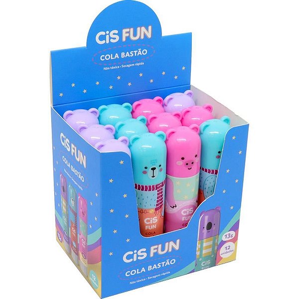 Cola em Bastão CIS FUN 13G - 3 Cores - Caixa com 12