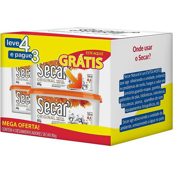 Desumidificador Secar 80G Leve 4 Pague 3 KIT