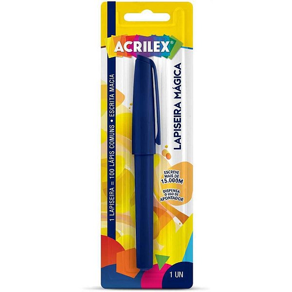 Lápis Preto Redondo Lapiseira Mágica Azul - Blister com 01