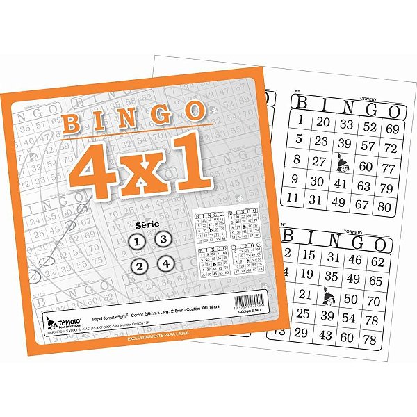 Bloco para Bingo Bingão Jornal 4X1 100 Folhas Pacote com 6