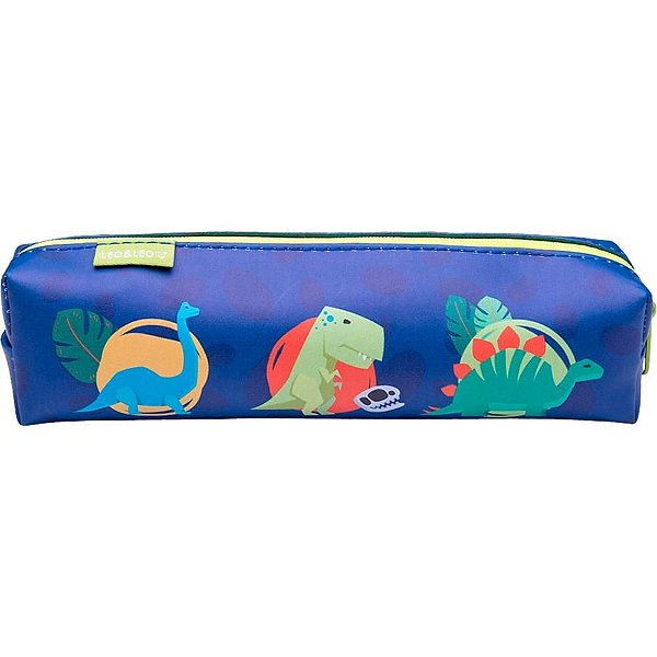 Estojo PVC Dino Tubo 1 Zíper Azul PCT C/06