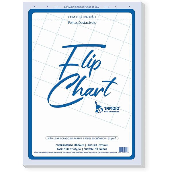 Papel para Flipchart Serrilhado 62X86CM 63G 50FLS. PCT.C/05