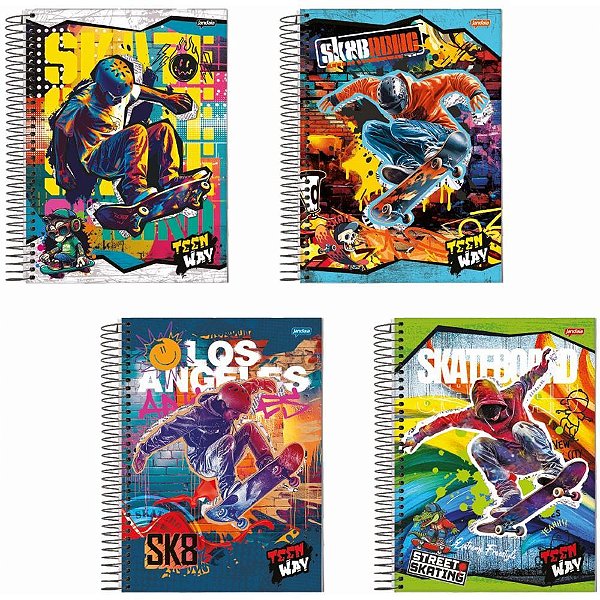 Caderno 10X1 Capa Dura Teen WAY 200 Folhas - Pacote com 4