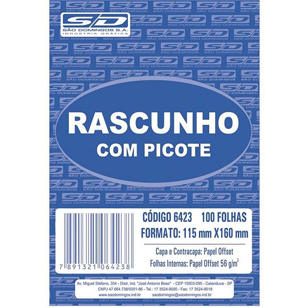 Bloco para Rascunho C/PICOTE e Grampo 100F.115X160 PCT.C/20