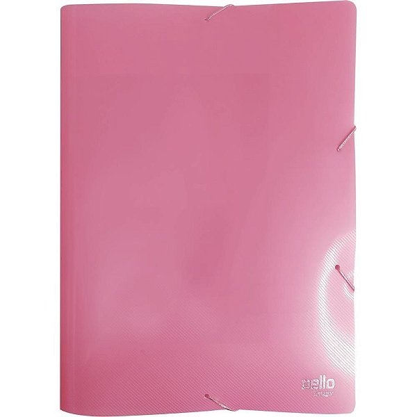Pasta ABA Elástica Plástica Ofício TOP Line Perolizada Rosa - Pacote com 10