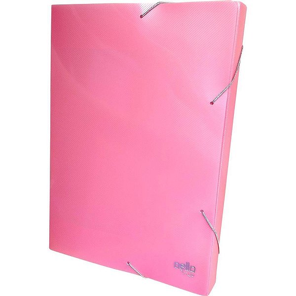 Pasta ABA Elástica Plástica Ofício 40MM Perolizada Rosa - Pacote com 10