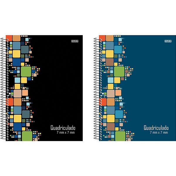 Caderno Quadriculado Universitário 7MM X 7MM Espiral Capa Dura 80 Folhas Pacote com 4