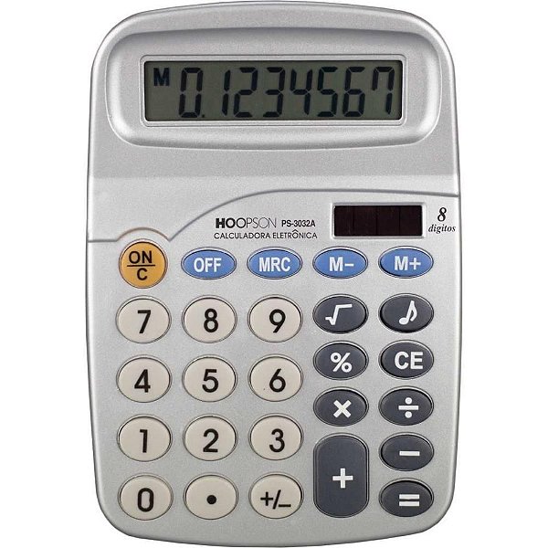 Calculadora de Mesa 8 Dígitos BATERIA/SOLAR Cinza