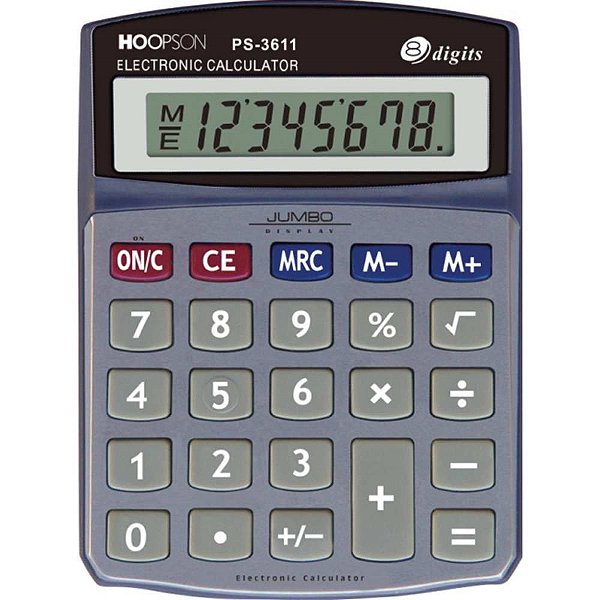 Calculadora de Mesa 8 Dígitos a Bateria Cinza