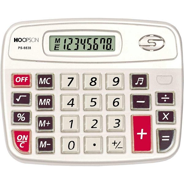 Calculadora de Mesa 8 Dígitos Pilha AA com Som - Cinza