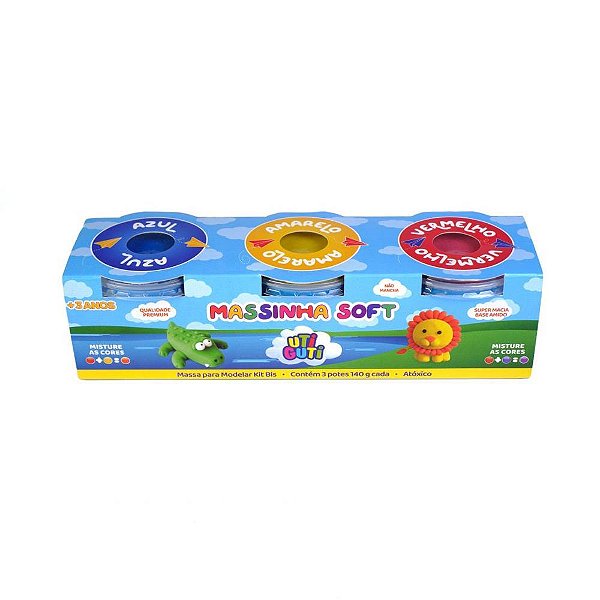 Massa para Modelar Pote 140G Utiguti KIT com 3 Cores