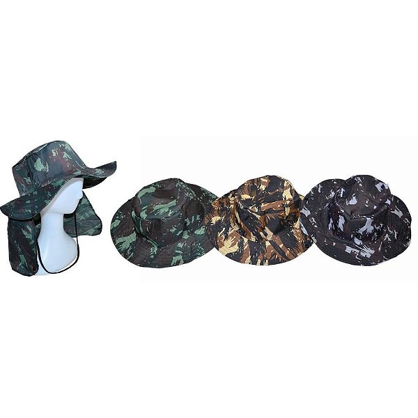 Boné Masculino Chapéu Poliéster Pescaria Camuflado Pacote com 06