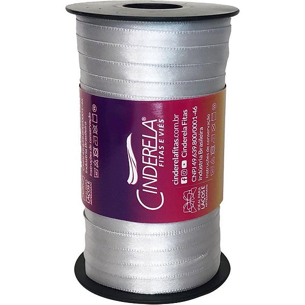 Fita de Cetim 07MM 100M. Prata
