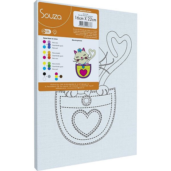 Tela para Pintura Riscada 16X22CM Gatinha - Pacote com 06 Unidades