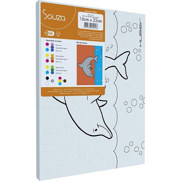 Tela para Pintura Riscada 16X22CM Golfinho - Pacote com 06