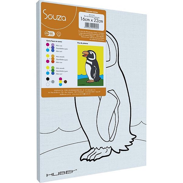 Tela para Pintura Riscada 16X22CM Pinguim - Pacote com 6 Unidades