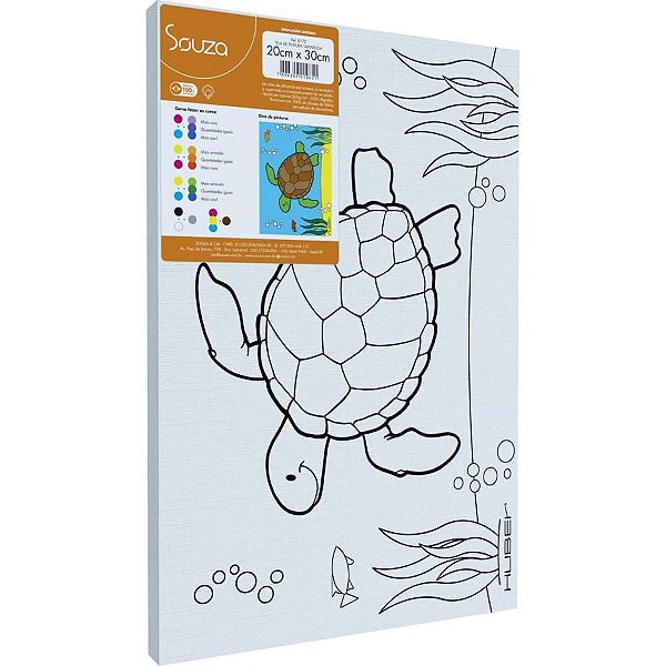 Tela para Pintura Riscada 20X30CM - Tartaruga, Pacote com 6 Unidades