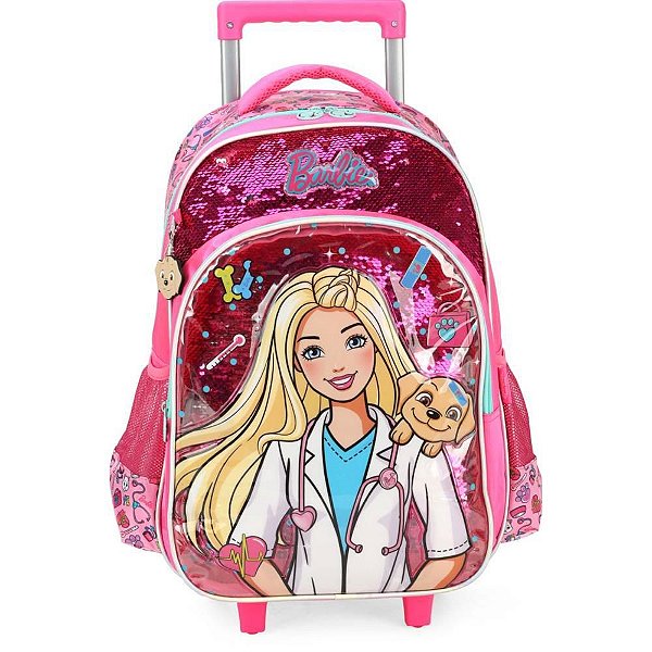 Mochila Infantil com Rodinha Barbie G PINK