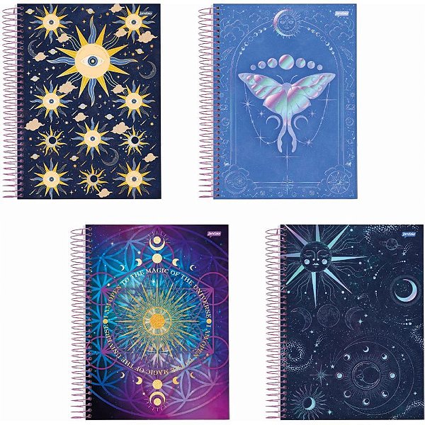 Caderno 10X1 Capa Dura MYSTIC 160 Folhas Pacote com 4