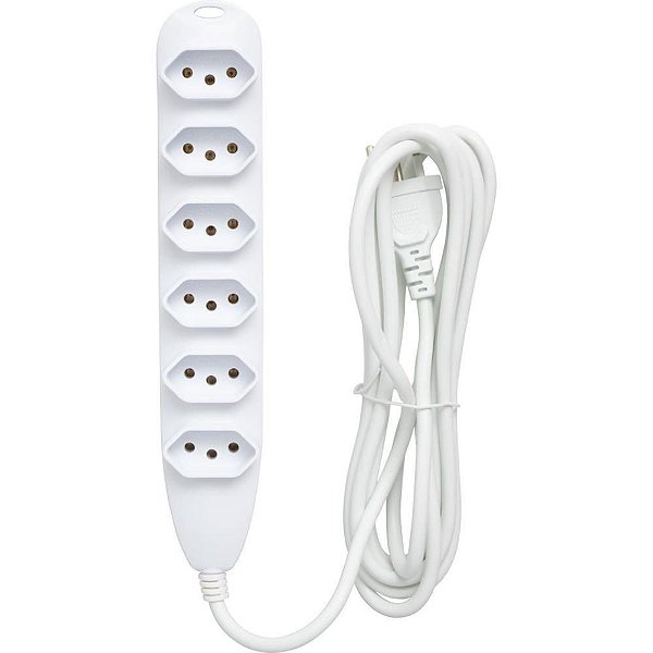 Extensão Elétrica 6 Tomadas 10A 3M Bivolt IN-TECH Branco