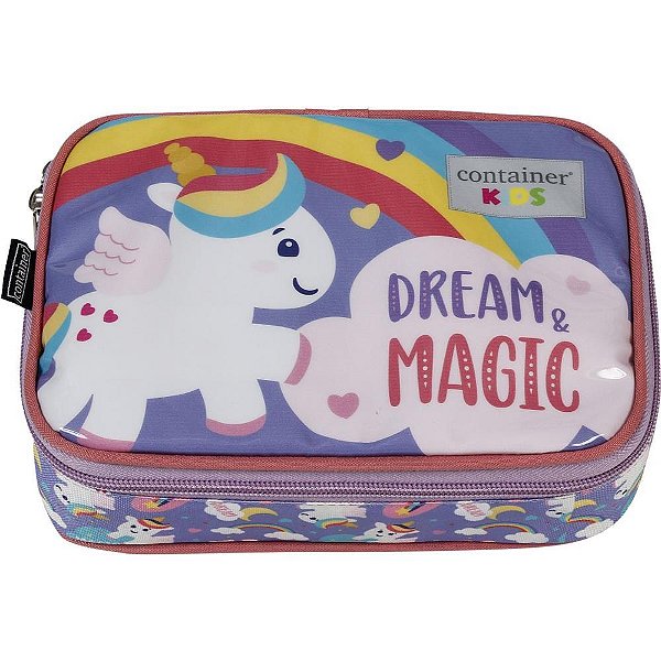 Estojo Tecido BOX Container KIDS Unicornio