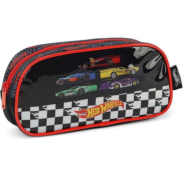 Estojo Tecido HOT Wheels 1 Zíper Preto