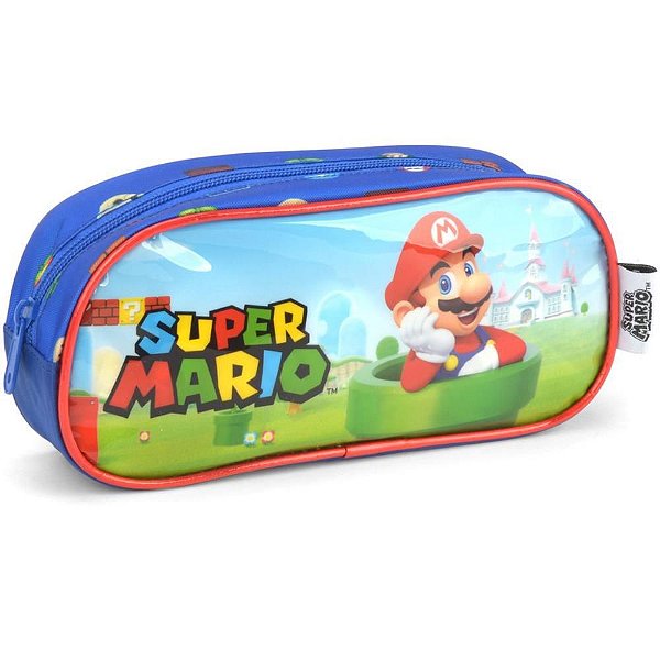Estojo de Tecido Super Mario BROS com 1 Zíper - Azul