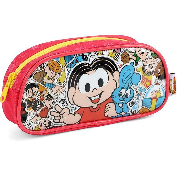 Estojo de Tecido Turma da Mônica 1 Zíper Vermelho