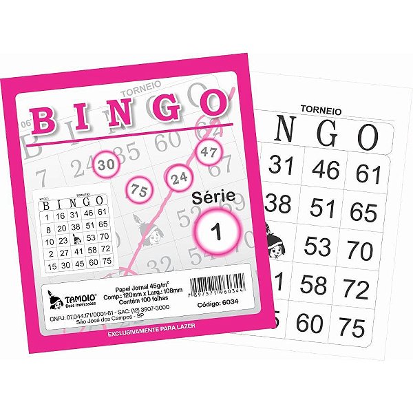 Bloco para Bingo Rosa 120X108MM 100 Folhas Jornal Pacote com 15