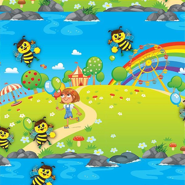 Papel Presente Bobina Couchê 60CM MOD.136 Abelinha 100 Metros