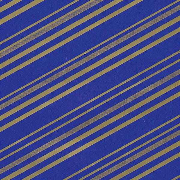 Papel de Presente Bobina Couchê 60CM Listrado AZUL/OURO 100M