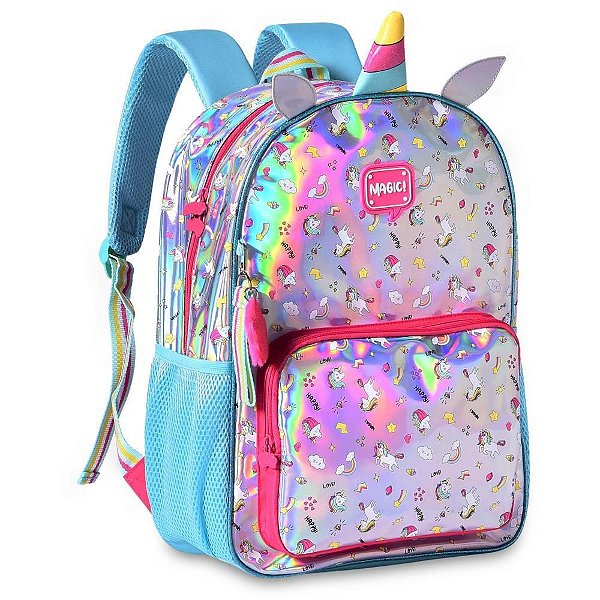 Mochila Infantil Holográfica Magic G Azul