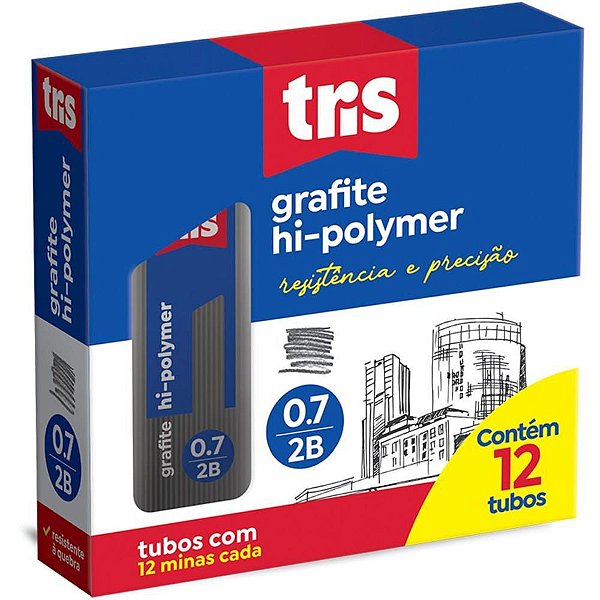 Grafite 0.7MM TRIS 2B - 12 Tubos com 12 Minas Cada