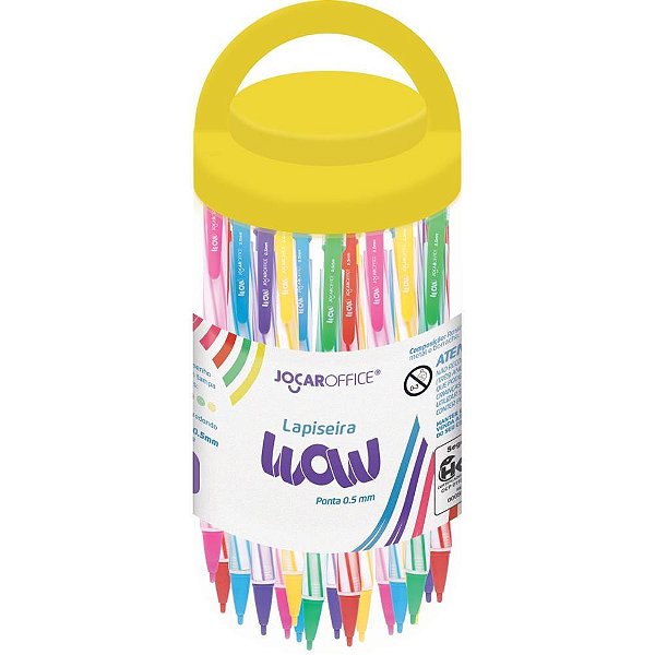 Lapiseira 0.5MM WOW FUN Metal com Borracha - 6 Cores Sortidas - Pote com 24 Unidades