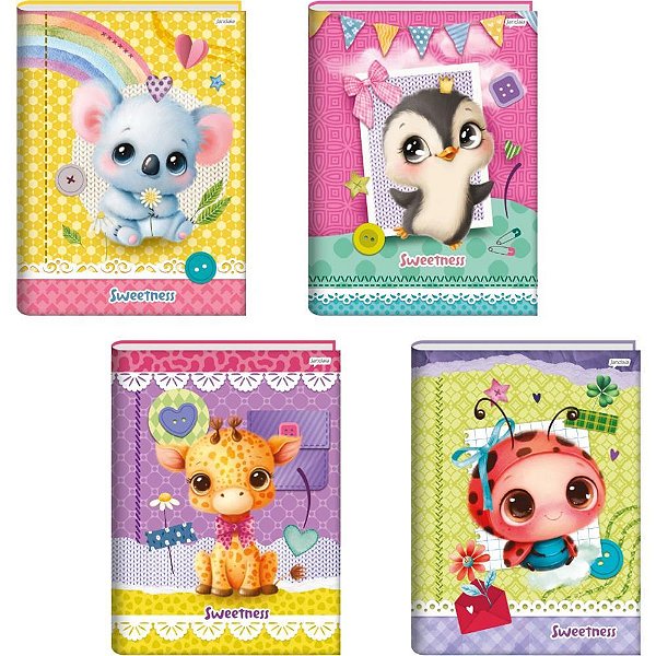 Caderno Brochurão Capa Dura Sweetness 80 Folhas Pacote com 5