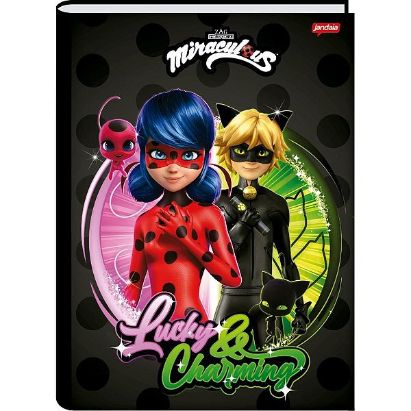 Caderno Brochurão Capa Dura Miraculous 80 Folhas Pacote com 5