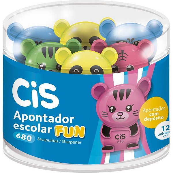 Apontador com Depósito Decorado - FUN 3 Cores Sortidas C/12