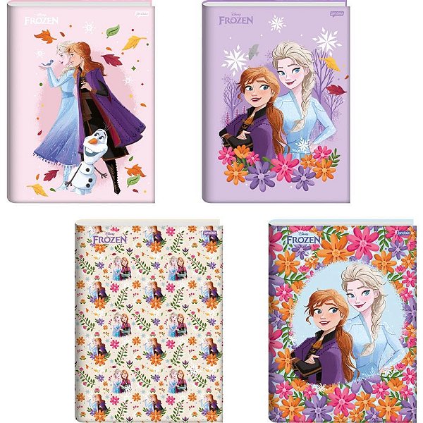 Caderno Brochurão Capa Dura Frozen 80 Folhas Pacote com 05