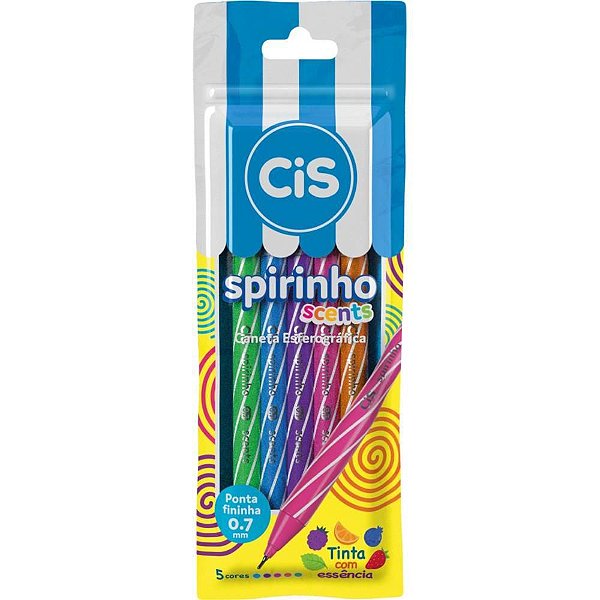 Caneta Esferográfica CIS Spirinho SCENTS 0,7MM 5 Cores