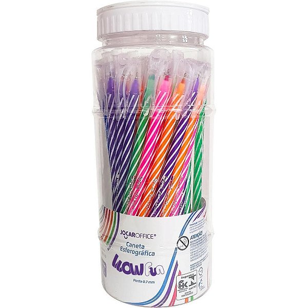 Caneta Esferográfica WOW FUN 0.7MM 5CORES Pote com 50