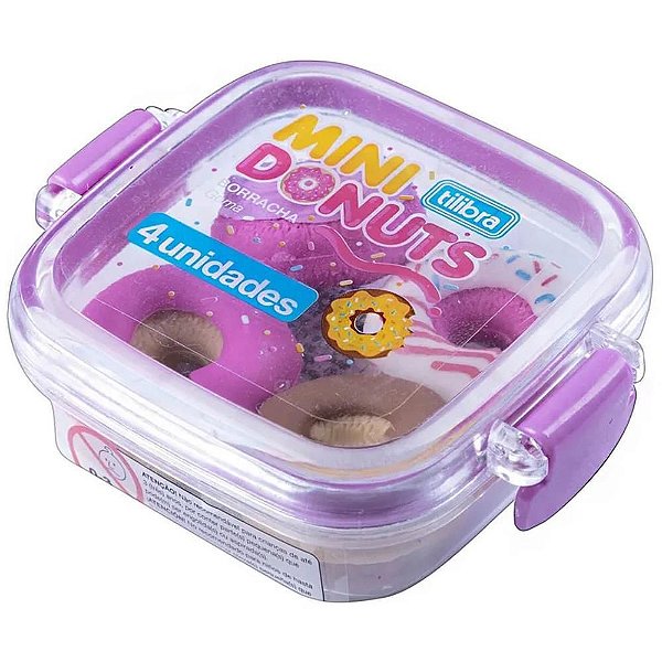 Borracha Decorada Mini Donuts Lancheira C/4 Sortidas