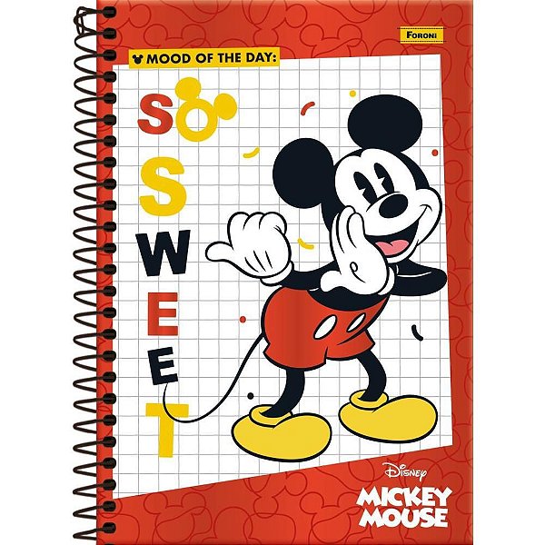 Caderno Espiral 1/4 Capa Dura Mickey Vintage 80 Folhas Pacote com 05