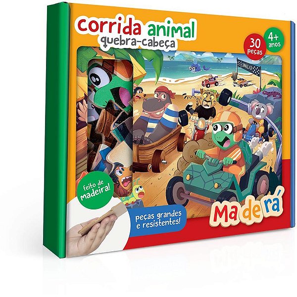 QUEBRA-CABEÇA Madeira Corrida Animal 30 Peças